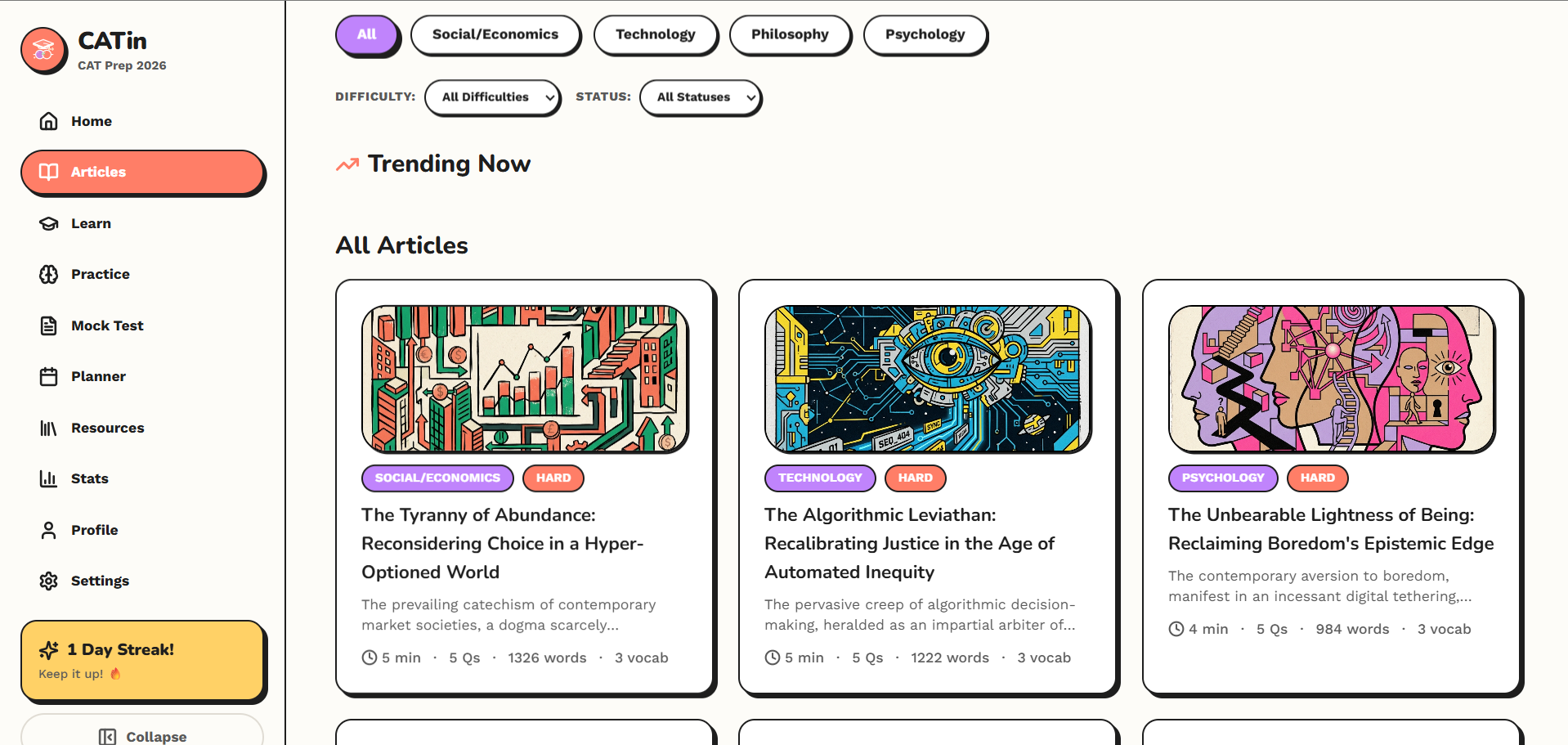 CATin Articles — curated VARC reading material